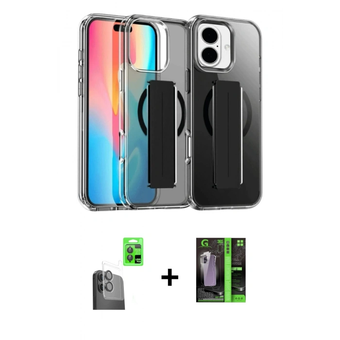 MARSİLYAN™- iPhone 16 Kılıf Nova Işık Koleksiyonu - Şeffaf 360 Full Body Arka Koruyucu + Raze Metal Kamera Lens - SH