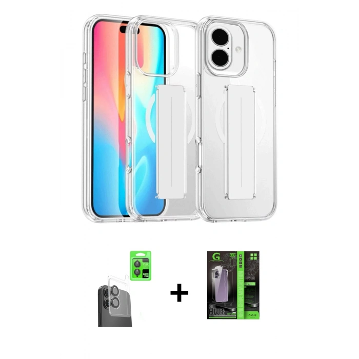 MARSİLYAN™- iPhone 16 Kılıf Nova Işık Koleksiyonu - Şeffaf 360 Full Body Arka Koruyucu + Raze Metal Kamera Lens - SH