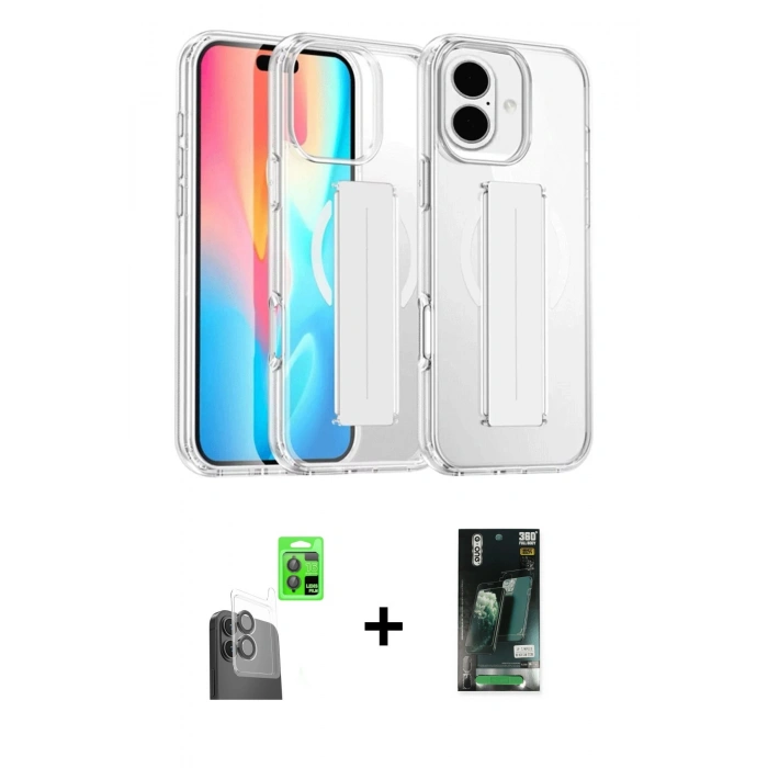 MARSİLYAN™- iPhone 16 Kılıf Nova Işık Koleksiyonu - Siyah 360 Mat Full Body Arka Koruyucu + Raze Metal Kamera Lens - SH