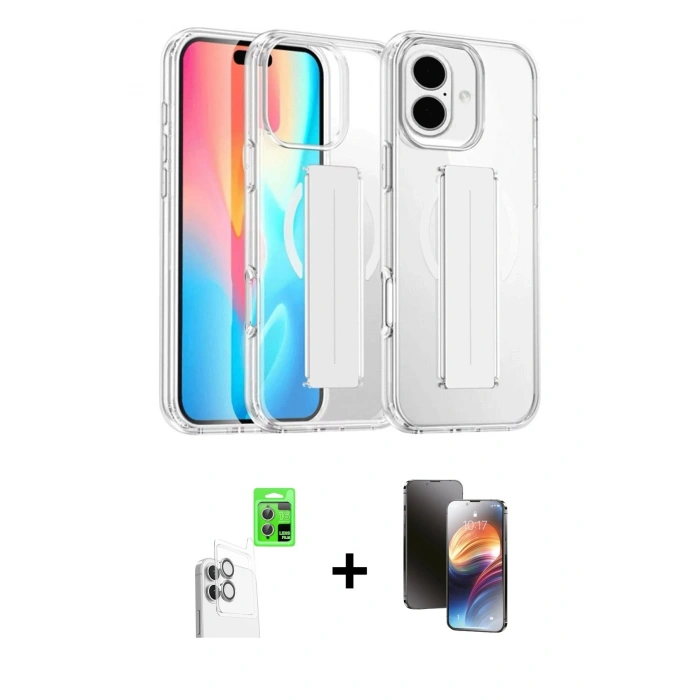 MARSİLYAN™- iPhone 16 Kılıf Nova Işık Koleksiyonu - Siyah 3D Antistatik Mat Seramik Nano Ekran Koruyucu + Raze Metal Kamera Lens - BZ