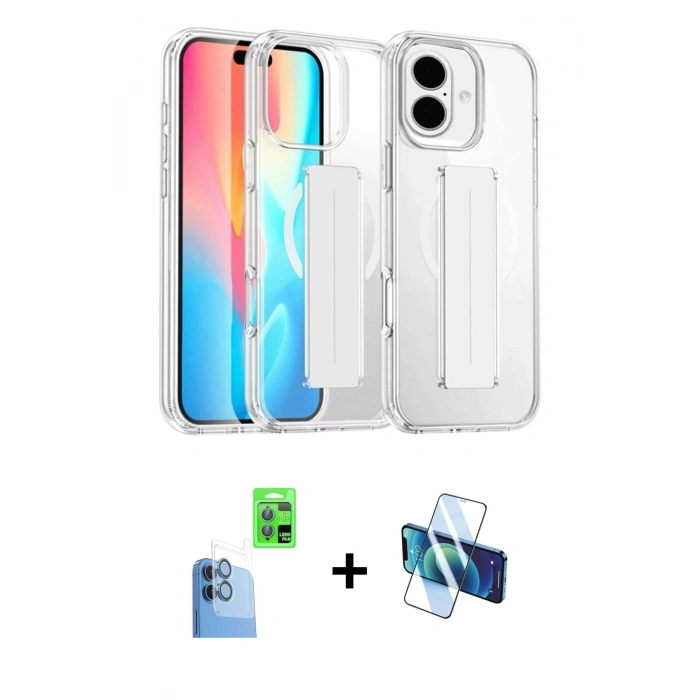 MARSİLYAN™- iPhone 16 Kılıf Nova Işık Koleksiyonu - Siyah 3D Antistatik Seramik Nano Ekran Koruyucu + Raze Metal Kamera Lens - LT