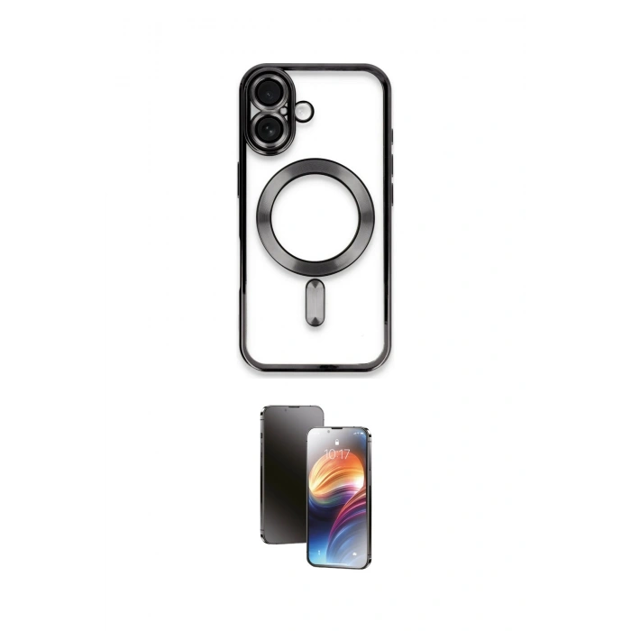 MARSİLYAN™- iPhone 16 Kılıf Nova Işık Özel Seri - Siyah 3D Antistatik Mat Seramik Nano Ekran Koruyucu