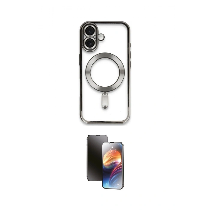 MARSİLYAN™- iPhone 16 Kılıf Nova Işık Özel Seri - Siyah 3D Antistatik Mat Seramik Nano Ekran Koruyucu