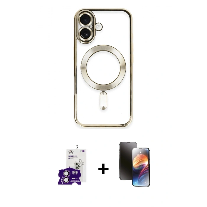 MARSİLYAN™- iPhone 16 Kılıf Nova Işık Özel Seri - Siyah 3D Antistatik Mat Seramik Nano Ekran Koruyucu + Bilvis Titan Kamera Lens - PE