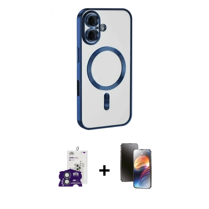 MARSİLYAN™- iPhone 16 Kılıf Nova Işık Özel Seri - Siyah 3D Antistatik Mat Seramik Nano Ekran Koruyucu + Bilvis Titan Kamera Lens - YL