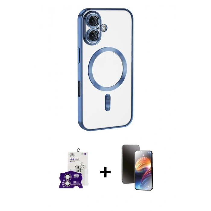 MARSİLYAN™- iPhone 16 Kılıf Nova Işık Özel Seri - Siyah 3D Antistatik Mat Seramik Nano Ekran Koruyucu + Bilvis Titan Kamera Lens - PE