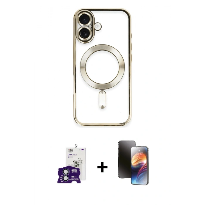MARSİLYAN™- iPhone 16 Kılıf Nova Işık Özel Seri - Siyah 3D Antistatik Mat Seramik Nano Ekran Koruyucu + Bilvis Titan Kamera Lens - YL