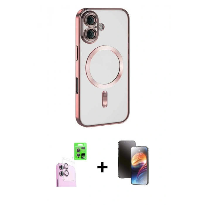 MARSİLYAN™- iPhone 16 Kılıf Nova Işık Özel Seri - Siyah 3D Antistatik Mat Seramik Nano Ekran Koruyucu + Raze Metal Kamera Lens - PE