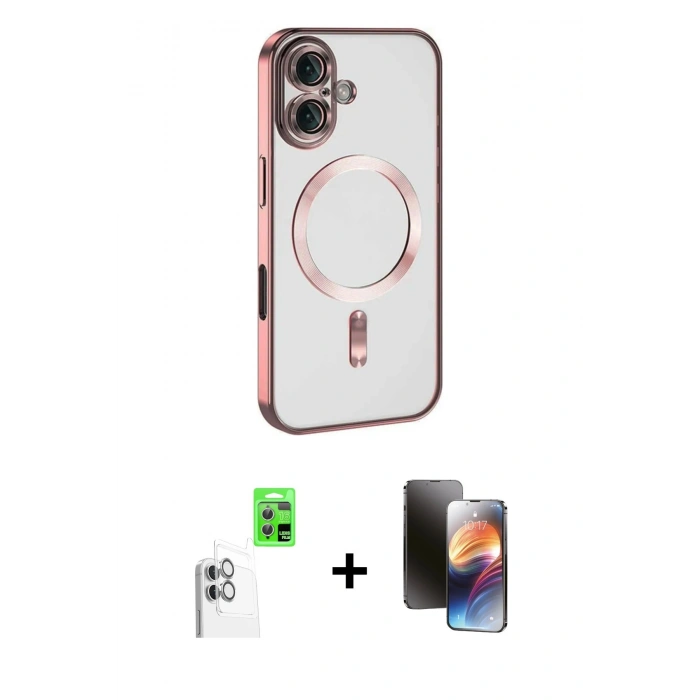 MARSİLYAN™- iPhone 16 Kılıf Nova Işık Özel Seri - Siyah 3D Antistatik Mat Seramik Nano Ekran Koruyucu + Raze Metal Kamera Lens - BZ