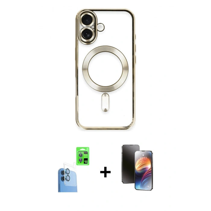 MARSİLYAN™- iPhone 16 Kılıf Nova Işık Özel Seri - Siyah 3D Antistatik Mat Seramik Nano Ekran Koruyucu + Raze Metal Kamera Lens - LT