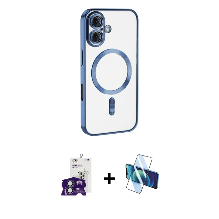 MARSİLYAN™- iPhone 16 Kılıf Nova Işık Özel Seri - Siyah 3D Antistatik Seramik Nano Ekran Koruyucu + Bilvis Titan Kamera Lens - YL