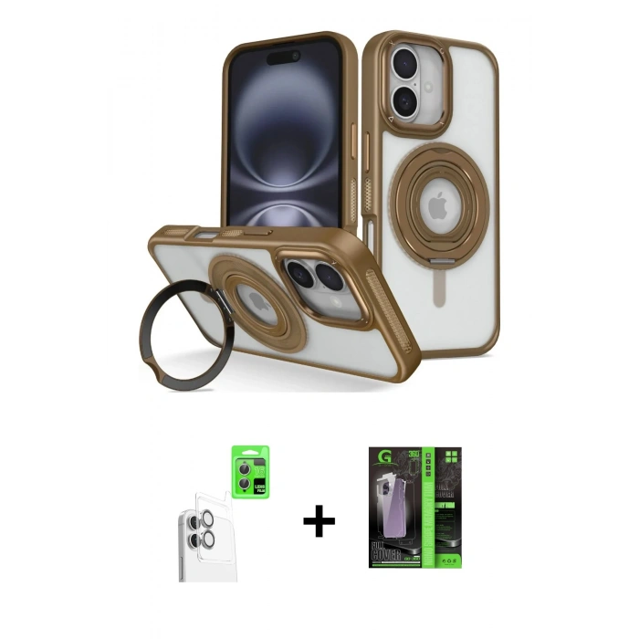 MARSİLYAN™- iPhone 16 Kılıf Nova Minimal Serisi - Şeffaf 360 Full Body Arka Koruyucu + Raze Metal Kamera Lens - BZ