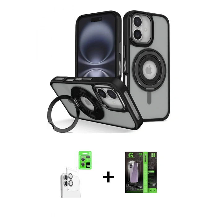 MARSİLYAN™- iPhone 16 Kılıf Nova Minimal Serisi - Şeffaf 360 Full Body Arka Koruyucu + Raze Metal Kamera Lens - BZ