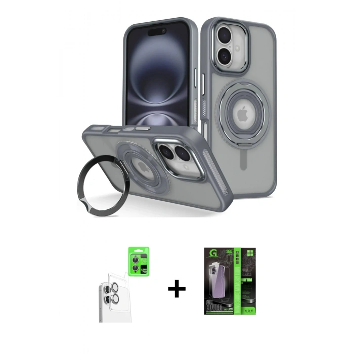 MARSİLYAN™- iPhone 16 Kılıf Nova Minimal Serisi - Şeffaf 360 Full Body Arka Koruyucu + Raze Metal Kamera Lens - BZ