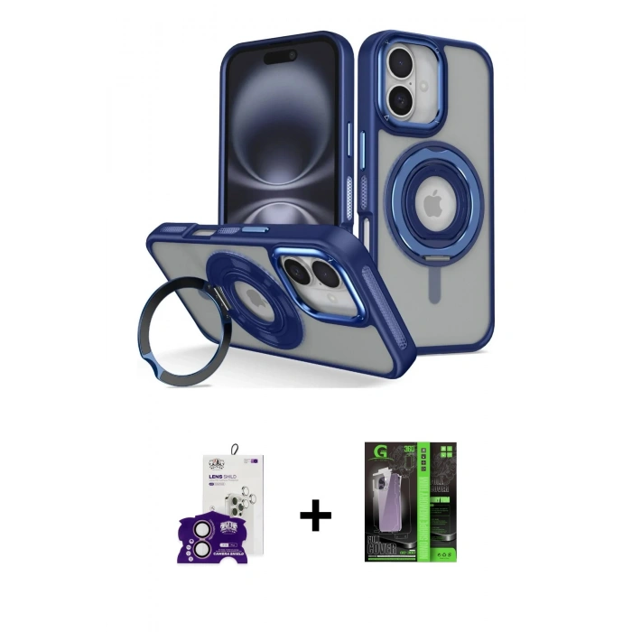 MARSİLYAN™- iPhone 16 Kılıf Nova Minimal Serisi - Şeffaf 360 Full Body Arka Koruyucu + Bilvis Titan Kamera Lens - PE