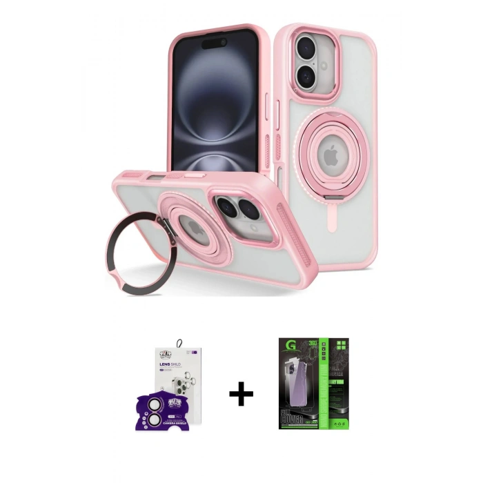 MARSİLYAN™- iPhone 16 Kılıf Nova Minimal Serisi - Şeffaf 360 Full Body Arka Koruyucu + Bilvis Titan Kamera Lens - PE