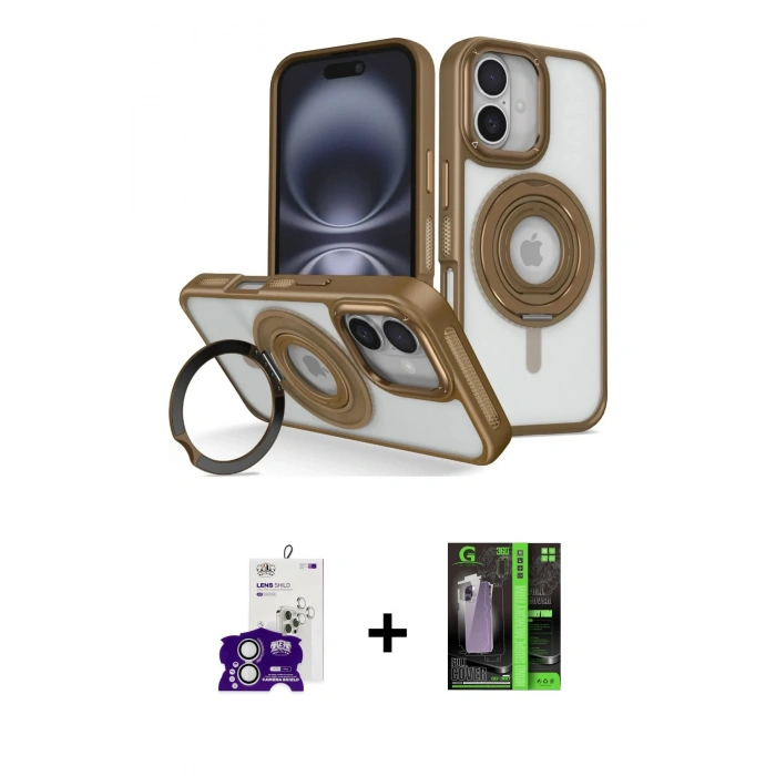 MARSİLYAN™- iPhone 16 Kılıf Nova Minimal Serisi - Şeffaf 360 Full Body Arka Koruyucu + Bilvis Titan Kamera Lens - GS