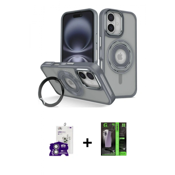 MARSİLYAN™- iPhone 16 Kılıf Nova Minimal Serisi - Şeffaf 360 Full Body Arka Koruyucu + Bilvis Titan Kamera Lens - GS