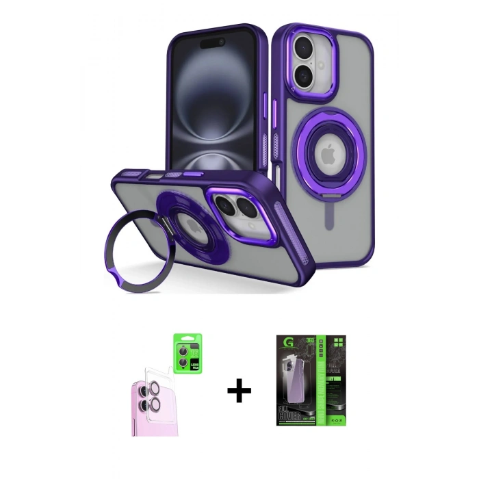 MARSİLYAN™- iPhone 16 Kılıf Nova Minimal Serisi - Şeffaf 360 Full Body Arka Koruyucu + Raze Metal Kamera Lens - PE