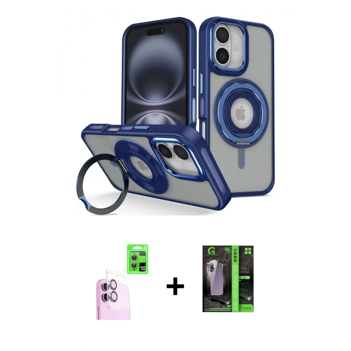 MARSİLYAN™- iPhone 16 Kılıf Nova Minimal Serisi - Şeffaf 360 Full Body Arka Koruyucu + Raze Metal Kamera Lens - PE