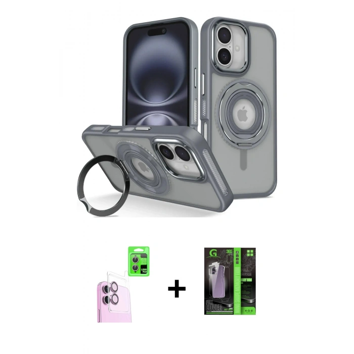 MARSİLYAN™- iPhone 16 Kılıf Nova Minimal Serisi - Şeffaf 360 Full Body Arka Koruyucu + Raze Metal Kamera Lens - PE