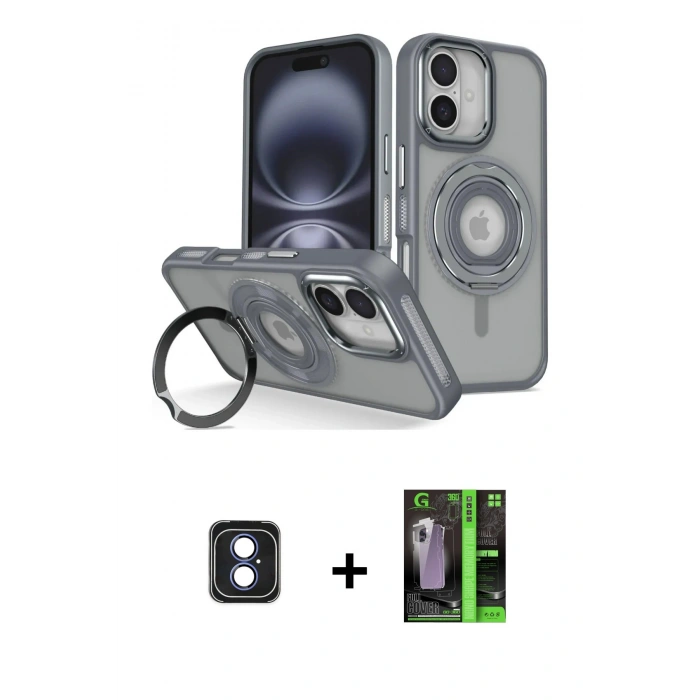 MARSİLYAN™- iPhone 16 Kılıf Nova Minimal Serisi - Şeffaf 360 Full Body Arka Koruyucu + PVD Metal Kamera Lens - MI