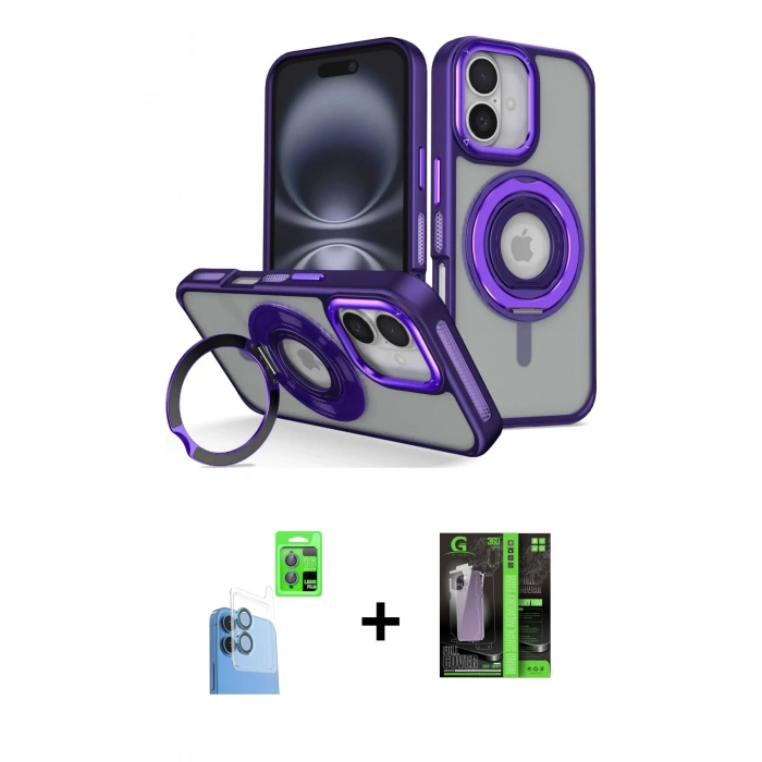 MARSİLYAN™- iPhone 16 Kılıf Nova Minimal Serisi - Şeffaf 360 Full Body Arka Koruyucu + Raze Metal Kamera Lens - LT