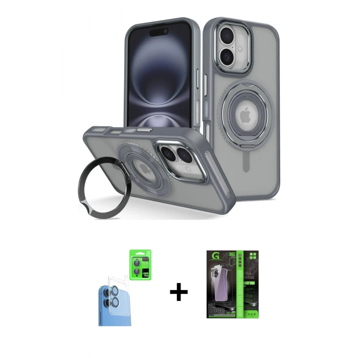 MARSİLYAN™- iPhone 16 Kılıf Nova Minimal Serisi - Şeffaf 360 Full Body Arka Koruyucu + Raze Metal Kamera Lens - LT