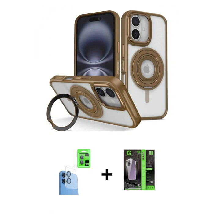 MARSİLYAN™- iPhone 16 Kılıf Nova Minimal Serisi - Şeffaf 360 Full Body Arka Koruyucu + Raze Metal Kamera Lens - LT