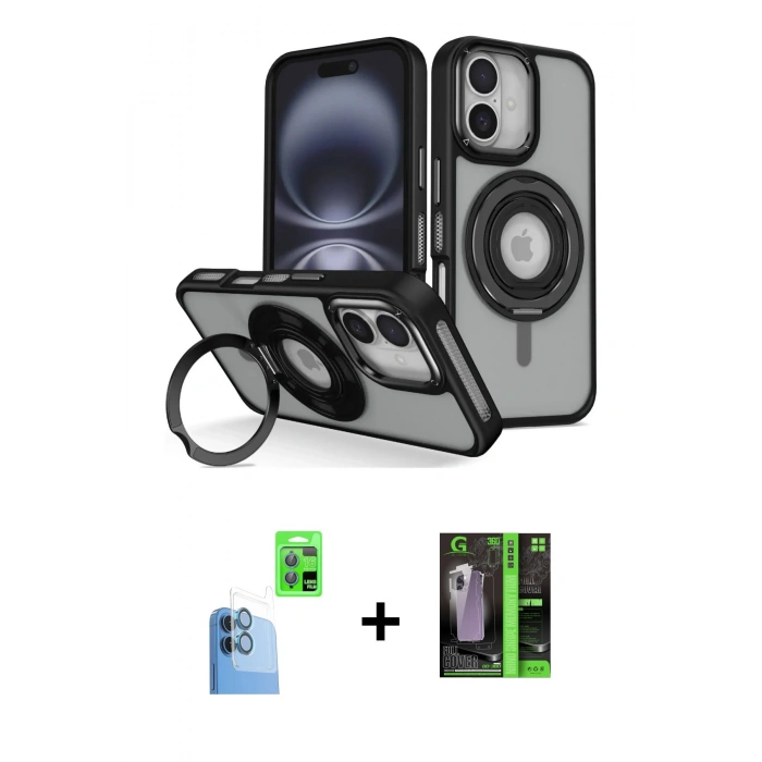 MARSİLYAN™- iPhone 16 Kılıf Nova Minimal Serisi - Şeffaf 360 Full Body Arka Koruyucu + Raze Metal Kamera Lens - LT