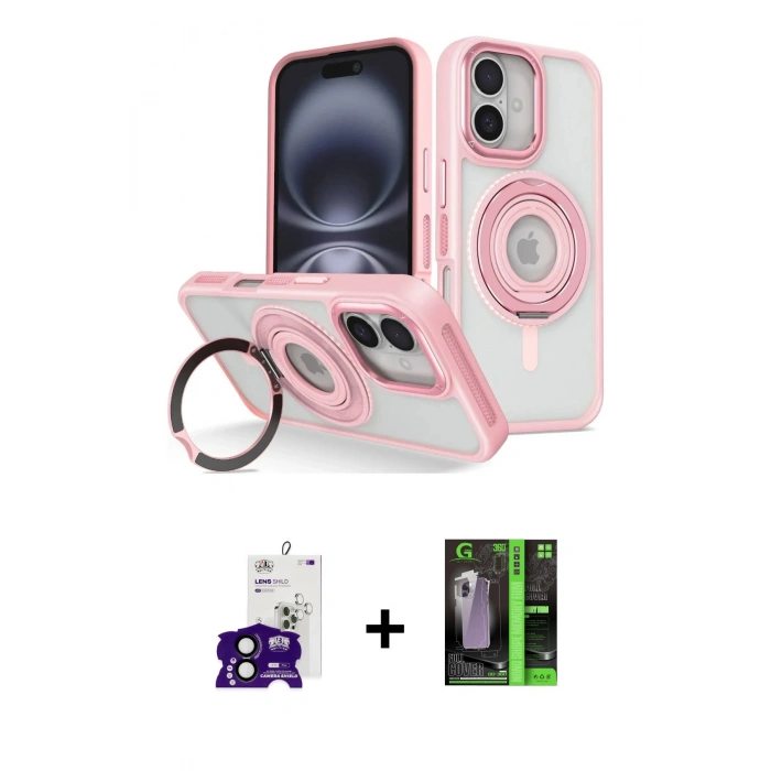 MARSİLYAN™- iPhone 16 Kılıf Nova Minimal Serisi - Şeffaf 360 Full Body Arka Koruyucu + Bilvis Titan Kamera Lens - SH
