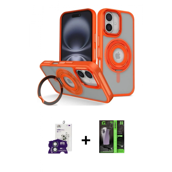 MARSİLYAN™- iPhone 16 Kılıf Nova Minimal Serisi - Şeffaf 360 Full Body Arka Koruyucu + Bilvis Titan Kamera Lens - YL