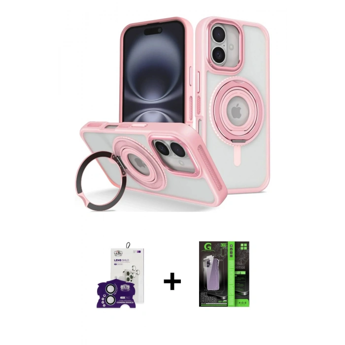 MARSİLYAN™- iPhone 16 Kılıf Nova Minimal Serisi - Şeffaf 360 Full Body Arka Koruyucu + Bilvis Titan Kamera Lens - YL