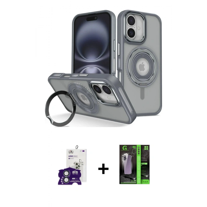 MARSİLYAN™- iPhone 16 Kılıf Nova Minimal Serisi - Şeffaf 360 Full Body Arka Koruyucu + Bilvis Titan Kamera Lens - YL