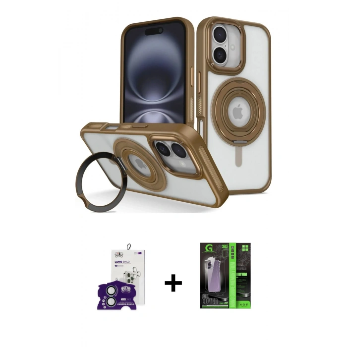 MARSİLYAN™- iPhone 16 Kılıf Nova Minimal Serisi - Şeffaf 360 Full Body Arka Koruyucu + Bilvis Titan Kamera Lens - YL