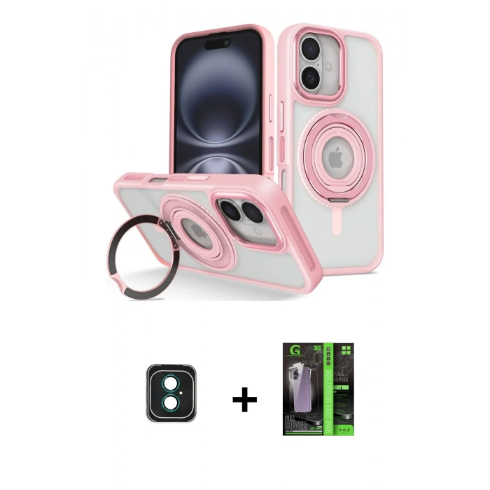 MARSİLYAN™- iPhone 16 Kılıf Nova Minimal Serisi - Şeffaf 360 Full Body Arka Koruyucu + PVD Metal Kamera Lens - YL