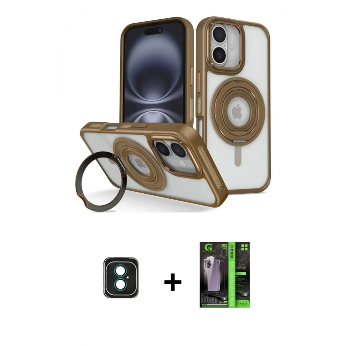 MARSİLYAN™- iPhone 16 Kılıf Nova Minimal Serisi - Şeffaf 360 Full Body Arka Koruyucu + PVD Metal Kamera Lens - YL