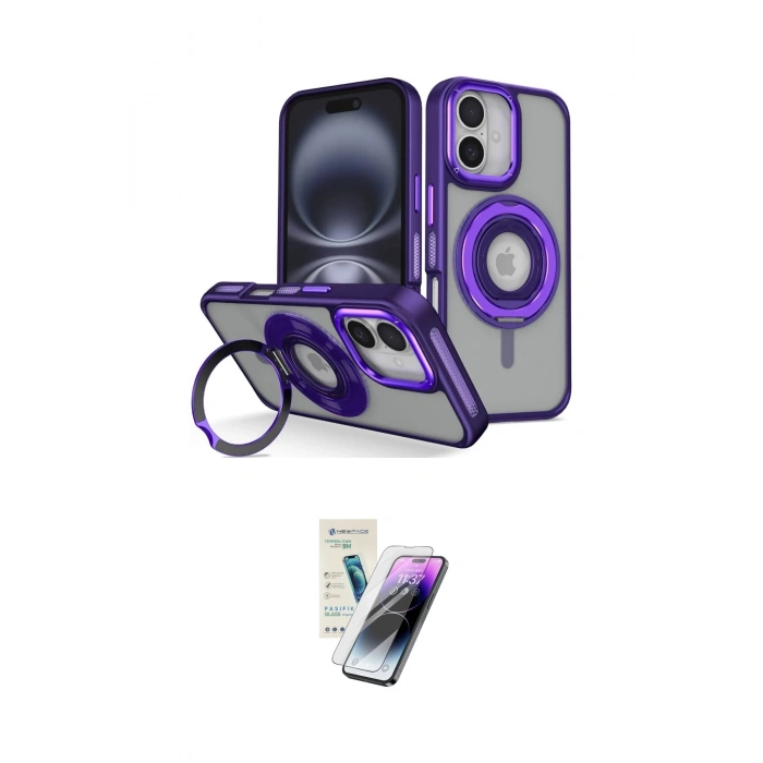 MARSİLYAN™- iPhone 16 Kılıf Nova Minimal Serisi - Şeffaf Pasifik Cam Ekran Koruyucu