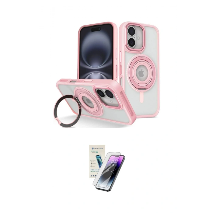 MARSİLYAN™- iPhone 16 Kılıf Nova Minimal Serisi - Şeffaf Pasifik Cam Ekran Koruyucu