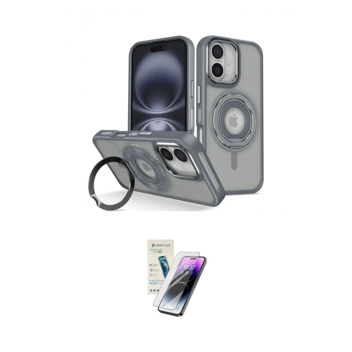 MARSİLYAN™- iPhone 16 Kılıf Nova Minimal Serisi - Şeffaf Pasifik Cam Ekran Koruyucu