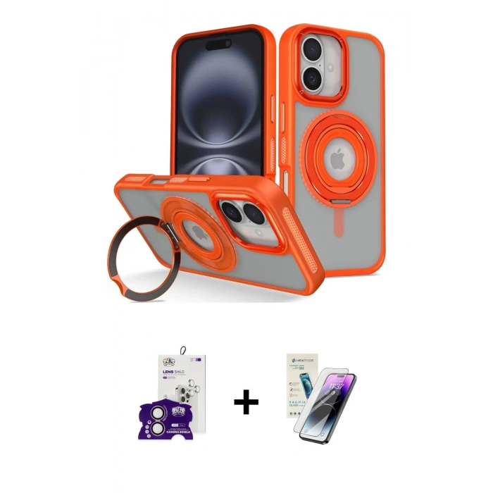 MARSİLYAN™- iPhone 16 Kılıf Nova Minimal Serisi - Şeffaf Pasifik Cam Ekran Koruyucu + Bilvis Titan Kamera Lens - PE