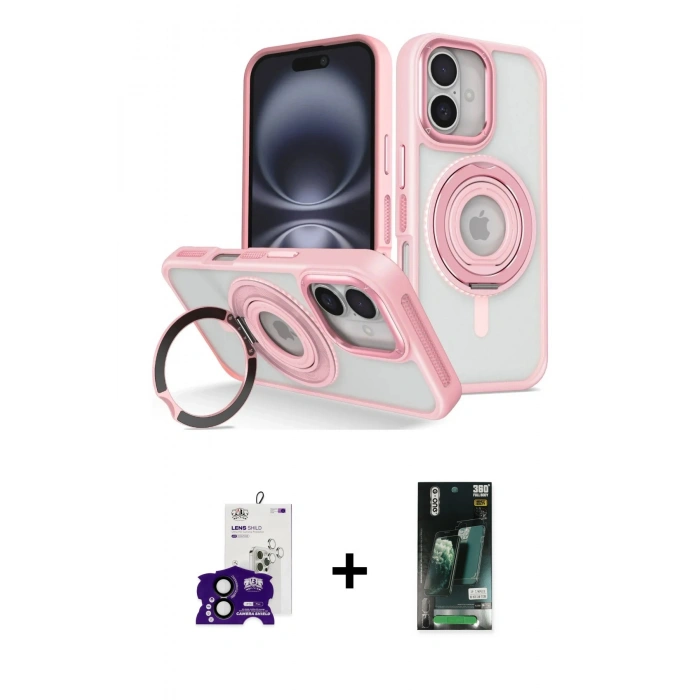 MARSİLYAN™- iPhone 16 Kılıf Nova Minimal Serisi - Siyah 360 Mat Full Body Arka Koruyucu + Bilvis Titan Kamera Lens - SH
