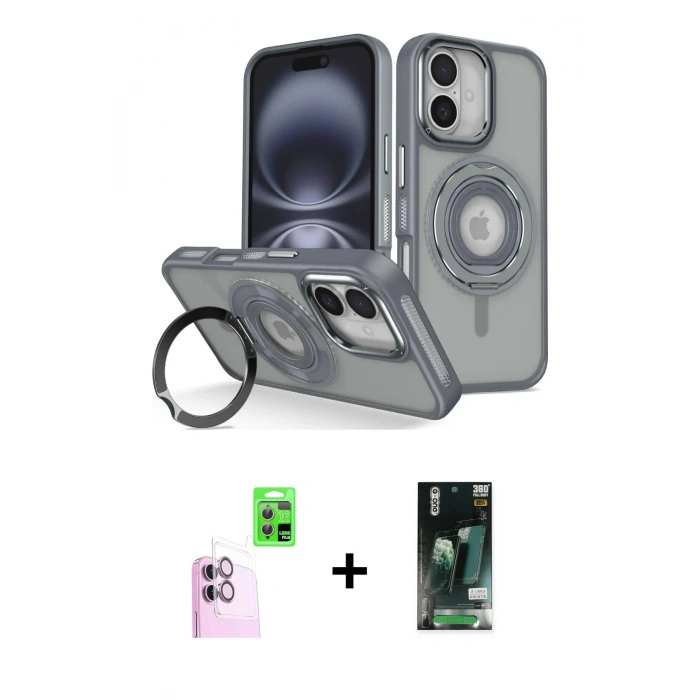 MARSİLYAN™- iPhone 16 Kılıf Nova Minimal Serisi - Siyah 360 Mat Full Body Arka Koruyucu + Raze Metal Kamera Lens - PE