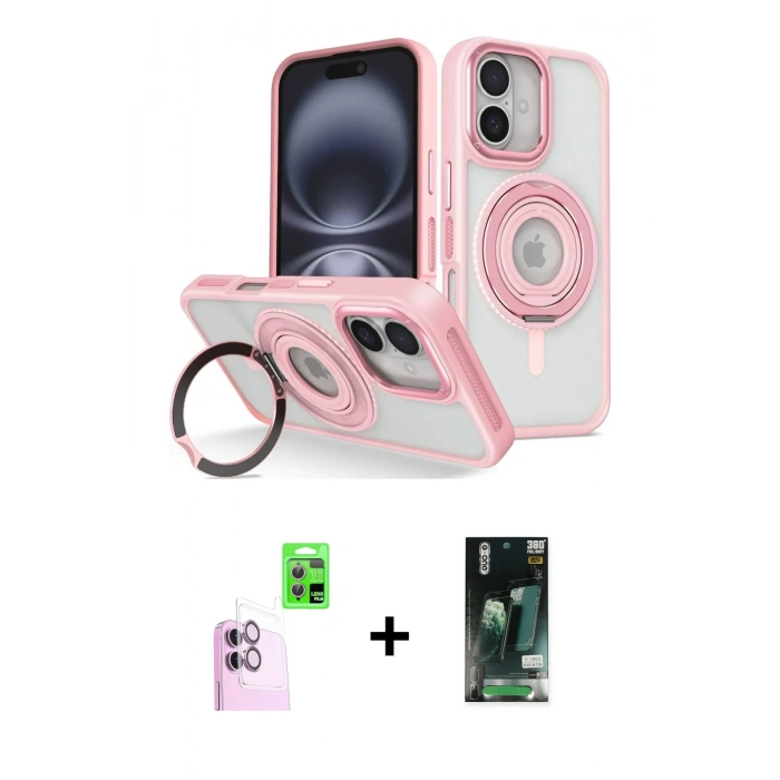 MARSİLYAN™- iPhone 16 Kılıf Nova Minimal Serisi - Siyah 360 Mat Full Body Arka Koruyucu + Raze Metal Kamera Lens - PE