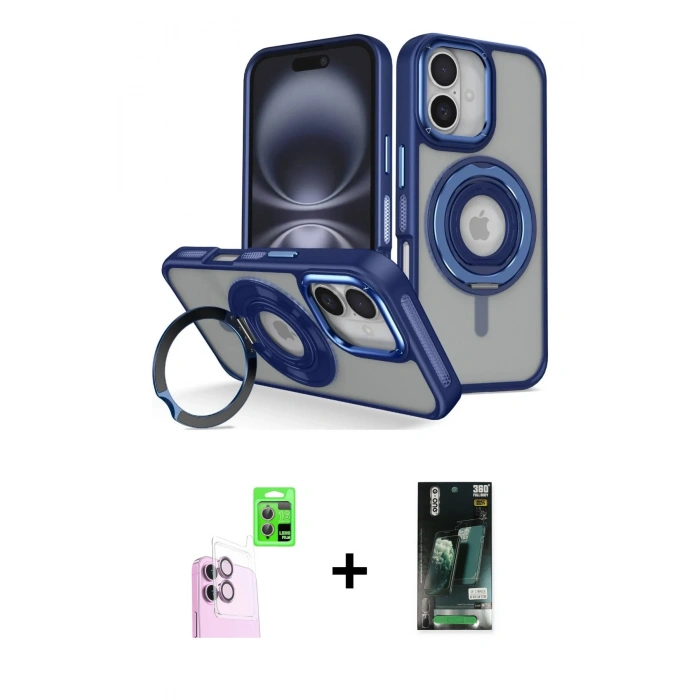 MARSİLYAN™- iPhone 16 Kılıf Nova Minimal Serisi - Siyah 360 Mat Full Body Arka Koruyucu + Raze Metal Kamera Lens - PE