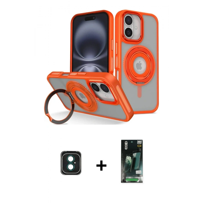 MARSİLYAN™- iPhone 16 Kılıf Nova Minimal Serisi - Siyah 360 Mat Full Body Arka Koruyucu + PVD Metal Kamera Lens - YL