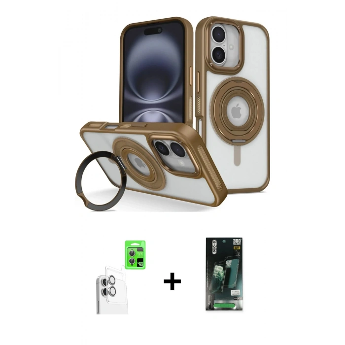 MARSİLYAN™- iPhone 16 Kılıf Nova Minimal Serisi - Siyah 360 Mat Full Body Arka Koruyucu + Raze Metal Kamera Lens - BZ