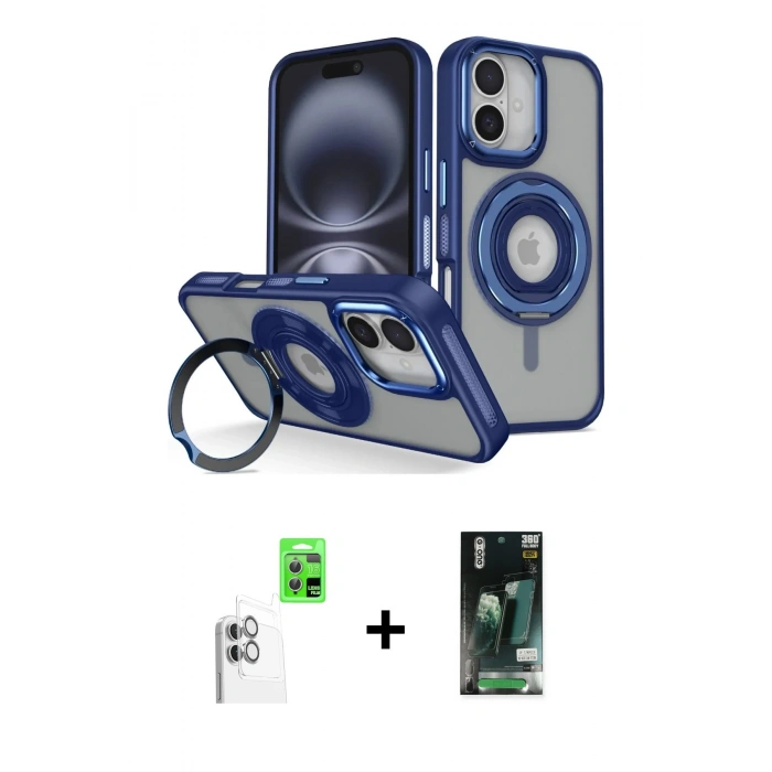 MARSİLYAN™- iPhone 16 Kılıf Nova Minimal Serisi - Siyah 360 Mat Full Body Arka Koruyucu + Raze Metal Kamera Lens - BZ