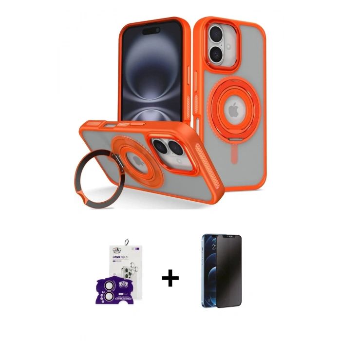 MARSİLYAN™- iPhone 16 Kılıf Nova Minimal Serisi - Siyah 3D Antistatik Hayalet Cam Ekran Koruyucu + Bilvis Titan Kamera Lens - PE
