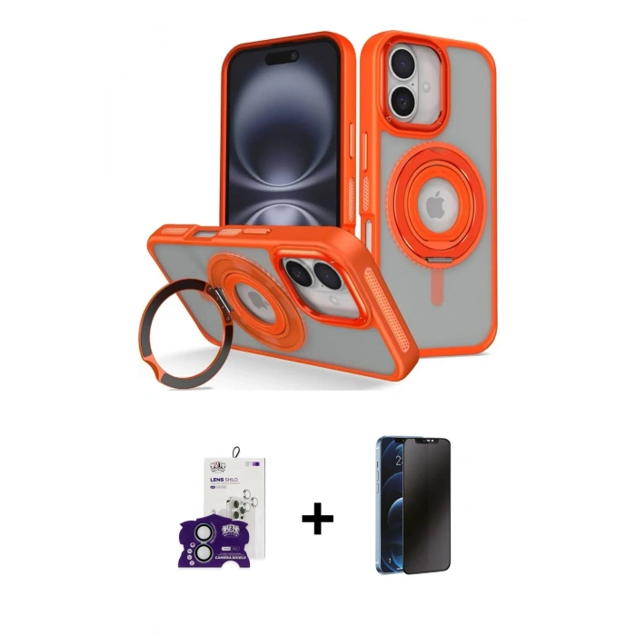 MARSİLYAN™- iPhone 16 Kılıf Nova Minimal Serisi - Siyah 3D Antistatik Hayalet Cam Ekran Koruyucu + Bilvis Titan Kamera Lens - YL